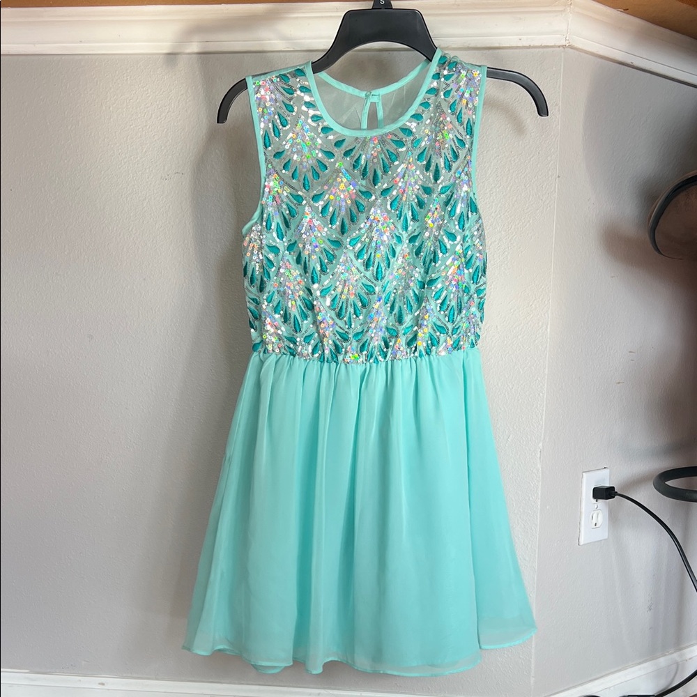 Love Reign Teal Sequin Kids Dress